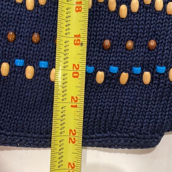 ❤️Last Chance Liz Claiborne navy blue V-neck beaded cardigan sweater Size LP - Picture 7 of 7